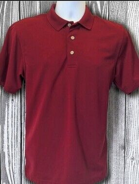 Cubavera Deep Red Polo With Horizontal Ribbed Texture Shirt